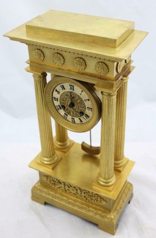 Antique Portico Mantle Clock Exceptional French Ormolu Bronze 2nd Empire 1850 ' s 5