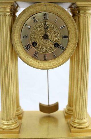 Antique Portico Mantle Clock Exceptional French Ormolu Bronze 2nd Empire 1850 ' s 6