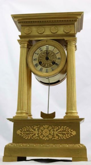 Antique Portico Mantle Clock Exceptional French Ormolu Bronze 2nd Empire 1850 ' s 9