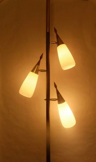 Mid Century Modern Tension Spring Pole Lamp Frosted Glass Sconces