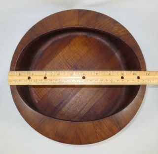 Mid Century DANSK JHQ Staved Teak LARGE SALAD BOWL w/ SERVING SPOONS Early Mark 3