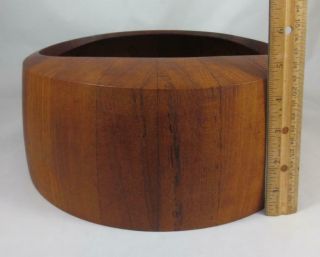 Mid Century DANSK JHQ Staved Teak LARGE SALAD BOWL w/ SERVING SPOONS Early Mark 4