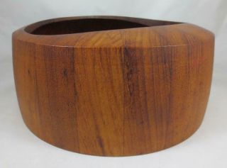 Mid Century DANSK JHQ Staved Teak LARGE SALAD BOWL w/ SERVING SPOONS Early Mark 6