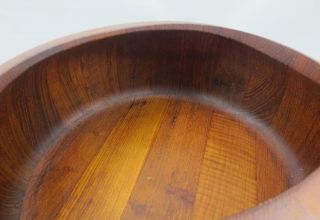 Mid Century DANSK JHQ Staved Teak LARGE SALAD BOWL w/ SERVING SPOONS Early Mark 7