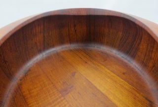Mid Century DANSK JHQ Staved Teak LARGE SALAD BOWL w/ SERVING SPOONS Early Mark 8