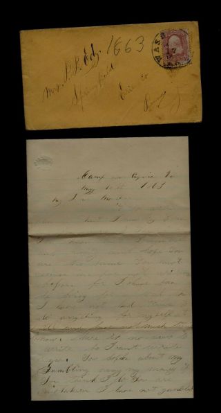 111th Pennsylvania Infantry Civil War Letter - Camp At Aquia Landing,  Virginia