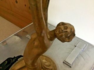 Art Deco Nude Lady Figure Spelter Lamp 11