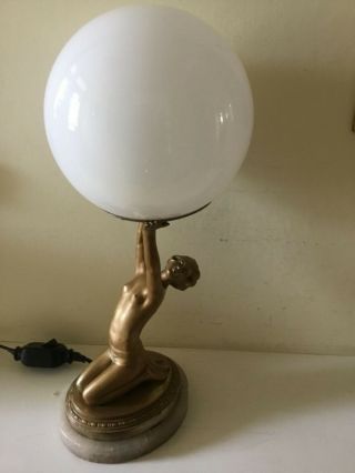 Art Deco Nude Lady Figure Spelter Lamp 2