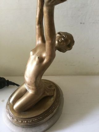 Art Deco Nude Lady Figure Spelter Lamp 3