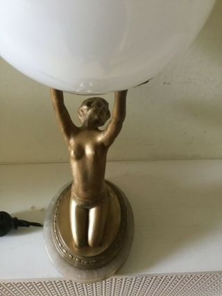 Art Deco Nude Lady Figure Spelter Lamp 4