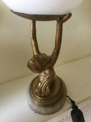 Art Deco Nude Lady Figure Spelter Lamp 6