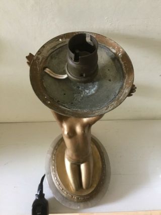 Art Deco Nude Lady Figure Spelter Lamp 8