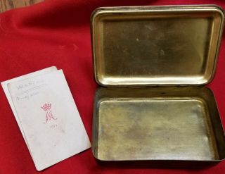 WW1 Princess Mary Christmas Gift Tin to Soldiers Card WWI World War 5