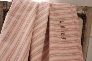 Vintage French Woven Cotton Pink Stripes Clothing Brushed Flannel Cotton