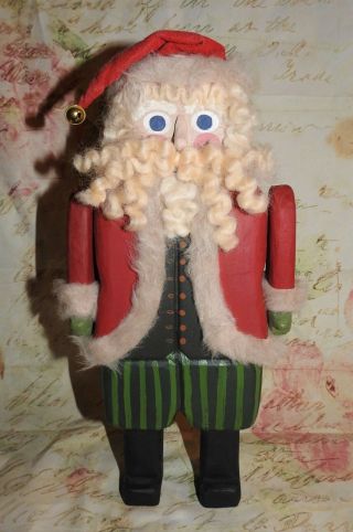 Handmade Mary Myers Folk Art Jolly Olde Elf Santa Nutcracker