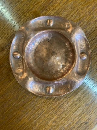 Gustav Stickley Arts & Crafts Hammered Copper Dish Tray Plate Signed Als Ik Kan