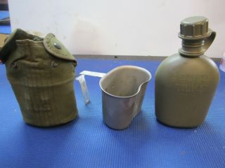 Vintage Us Vietnam Era Canteen Set With Cup & Cover 1964