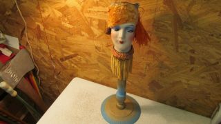 Antique Art Deco Lady Head Hat Stand Rare 3