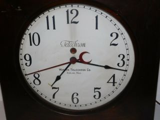 Antique 1920s Warren Telechron Industrial Factory School Electric Oak Wall Clock 2