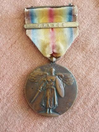 Wwi World War I Army Usn Navy Marine Victory Medal W France Bar