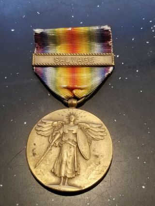 Wwi World War I Army Usn Navy Marine Victory Medal W Salvage Bar