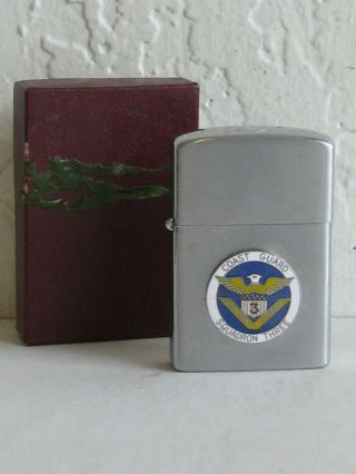 Vtg 60s Vietnam War Coast Guard Squadron 3 Lighter Enamel Logo Nos Unfired W/box