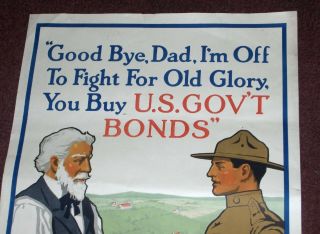 orig GOOD BYE DAD Poster WWI Third Liberty Loan War Bond Home Front L.  Harris 2