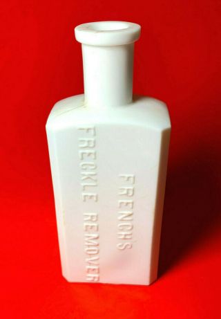 VTG ANTIQUE FRENCH ' S FRECKLE REMOVER MILK GLASS COSMETIC HTF SCARCE APOTHECARY 2