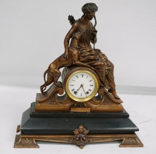 Impressive Antique 19 " Seth Thomas Figural Shelf Clock Diana The Huntress