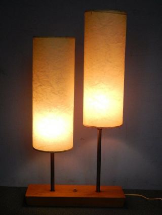 Vtg Twin Lamp Mid Century Modern Cylinder Shade Majestic Danish Geometric Z