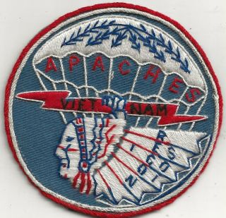 R/orig Vn " 501st Abn Regt,  Recon,  (apaches) " Patch - Hand Emb In Vn