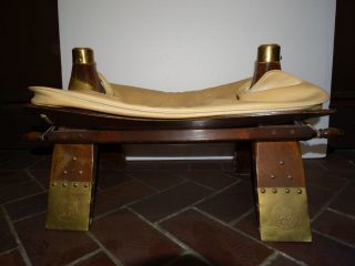 Vintage Mid - Century Camel Saddle Foot Stool Leather Seat Denmark