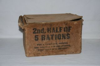 Ww2 Us Army " 2nd.  Half Of 5 Rations " Cardboard Box Very Very Rare