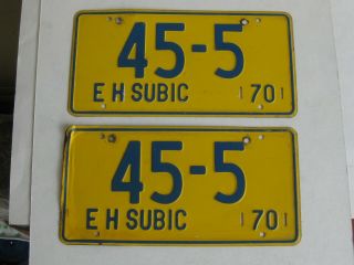 Vtg 1970 Subic Bay Naval Navy Base Philippines Eh Car License Plates Plate Pair