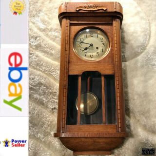 Vintage Antique Germaney Striking Wall Clock With Pendulum