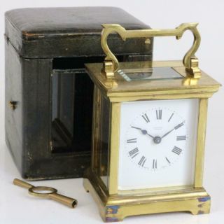 Small Colonial Antique French Carriage Clock By Dobbie,  Nairobi Travel Case