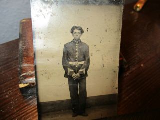 Cdv Sized Tintype Of Military Soldier.  Possibly Civil War Marine Maybe Post War
