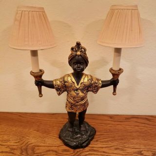 Vintage Blackamoor Gilded Double Lamp