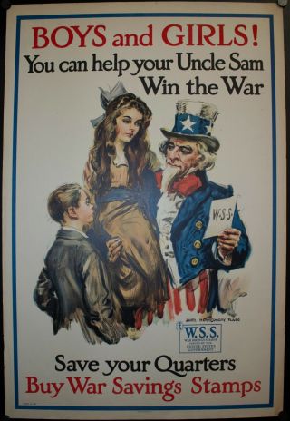 1917 You Can Help Your Uncle Sam Win The War James M Flagg Wwi Stamps Poster