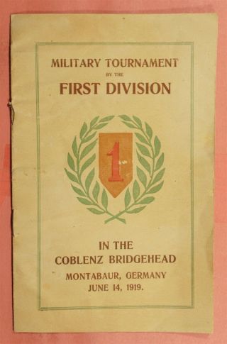 1919 Wwi Usa Aef 1st Division Military Tournament Booklet Montabaur Germany