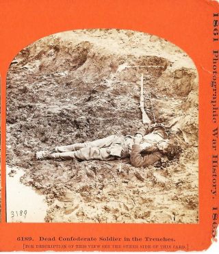 Civil War Stereo Photo Dead Confederate Soldier In The Trenches Petersburg 1865