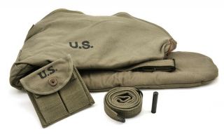 Ww2.  30 M1 Carbine Sling Oiler Buttstock Pouch & Fleece Case Od Dated 1944