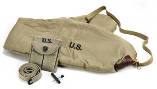 M1 Carbine Sling Oiler Buttstock Pouch & Fleece Case Lt.  Od Green Dated 1943
