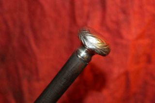 Unique Victorian Sterling Silver Topped Cane W/natural Bark Shaft & Brass Tip