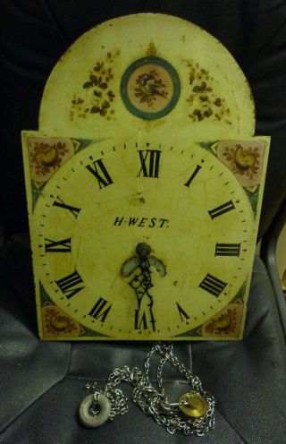 18th Century 30hr Longcase Movement With 17ins By 12ins Painted Dial