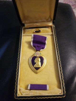 Purple Heart Medal With Ribbon In Display Box