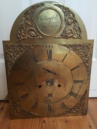 Scottish Grandfather Tall Case Clock Brass Face & Movement by Charles Campbell 5