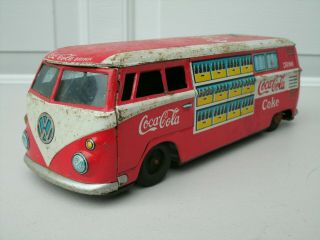 Vintage Japan Tin Litho Taiyo Vw Volkswagen Coke Coca Cola Van