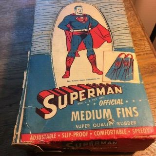 Superman Medium Swim Fins 1950s 1940s Rare Flippers Display Box Only Dc Comics