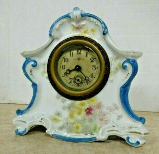 Antique Haven Trademark " T " Porcelain Mantle Desk Boudoir Clock